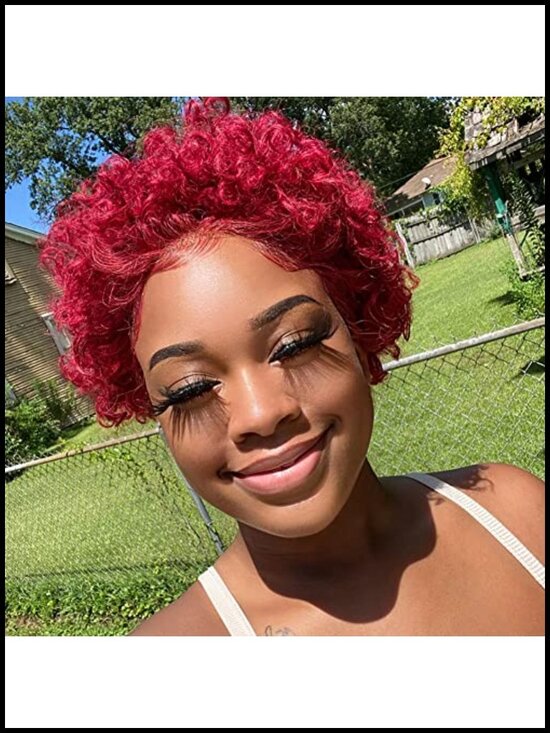 100% Human Hair Curly Pixie Cut Lace Front Wig - Glueless - 6 Inch main image 4